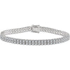 Sterling Silver 2.5 mm Round Cubic Zirconia Double Row Line 7" Bracelet - Siddiqui Jewelers