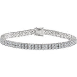 Sterling Silver 2.5 mm Round Cubic Zirconia Double Row Line 7" Bracelet - Siddiqui Jewelers
