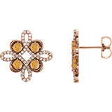 14K Rose Citrine & 1/4 CTW Diamond Earrings - Siddiqui Jewelers