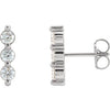 14K White 5/8 CTW Diamond Three-Stone Bar Earrings - Siddiqui Jewelers