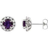 14K White Amethyst & 1/3 CTW Diamond Earrings - Siddiqui Jewelers
