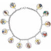 Sterling Silver Enameled Saints Medal 7.5" Bracelet - Siddiqui Jewelers