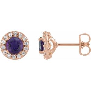 14K Rose Amethyst & 1/6 CTW Diamond Earrings - Siddiqui Jewelers