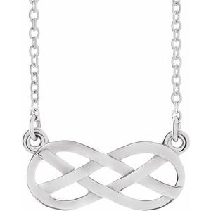 14K White Infinity-Inspired Knot Design 18" Necklace - Siddiqui Jewelers