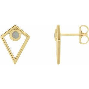 14K Yellow Opal Cabochon Pyramid Earrings - Siddiqui Jewelers