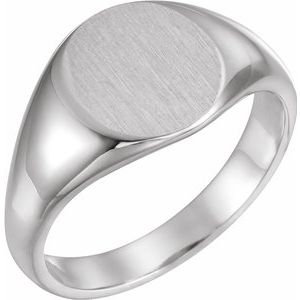 Sterling Silver 12.5x10.5 mm Oval Signet Ring - Siddiqui Jewelers
