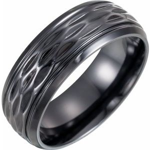 Black Titanium Patterned Band Size 12.5 - Siddiqui Jewelers