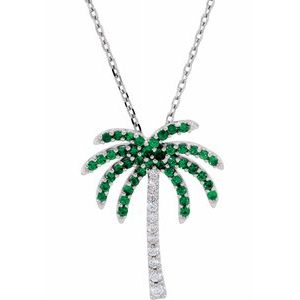 14K White Tsavorite Garnet & .08 CTW Diamond 18" Necklace - Siddiqui Jewelers