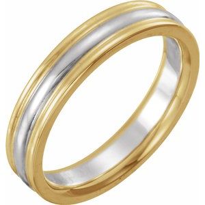 14K Yellow & White 4 mm Grooved Band Size 7 - Siddiqui Jewelers