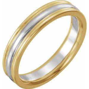 14K Yellow & White 4 mm Grooved Band Size 8 - Siddiqui Jewelers