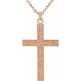 14K Rose 18" Cross Necklace - Siddiqui Jewelers
