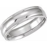 14K White 6 mm Grooved Band Size 12 - Siddiqui Jewelers