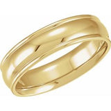 14K Yellow 6 mm Grooved Band Size 7 - Siddiqui Jewelers