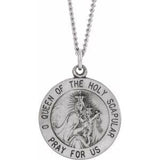 Sterling Silver 18 mm Round Scapular 18" Necklace - Siddiqui Jewelers