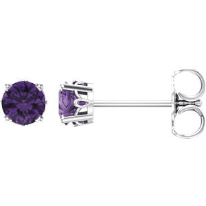 14K White Amethyst 4-Prong Scroll Setting® Stud Earrings - Siddiqui Jewelers