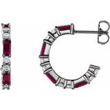 14K White Chatham® Lab-Created Ruby & 1/2 CTW Diamond Earrings - Siddiqui Jewelers