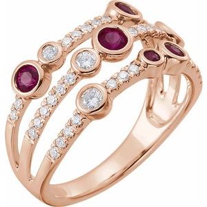 14K Rose Ruby & 3/8 CTW Diamond Ring - Siddiqui Jewelers