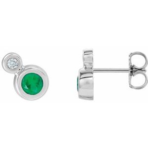 14K White Emerald & .06 CTW Diamond Earrings - Siddiqui Jewelers