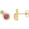 14K Yellow Pink Tourmaline & .03 CTW Diamond Earrings - Siddiqui Jewelers