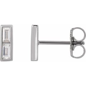 14K White 1/4 CTW Diamond Bar Earrings - Siddiqui Jewelers