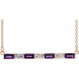 14K Rose Amethyst & 1/5 CTW Diamond Bar 16-18" Necklace - Siddiqui Jewelers