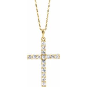 14K Yellow 1 CTW Diamond Cross 18" Necklace -Siddiqui Jewelers
