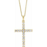 14K Yellow 3/4 CTW Diamond Cross 18" Necklace -Siddiqui Jewelers