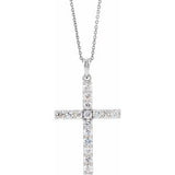 14K White 1/5 CTW Diamond Cross 18" Necklace -Siddiqui Jewelers