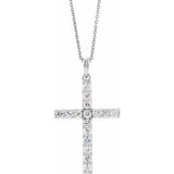 14K White 1/2 CTW Diamond Cross 18" Necklace -Siddiqui Jewelers