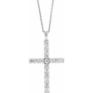 14K White 1/2 CTW Diamond Cross 18" Necklace -Siddiqui Jewelers