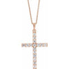14K Rose 1/2 CTW Diamond Cross 18" Necklace -Siddiqui Jewelers