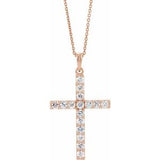 14K Rose 1/2 CTW Diamond Cross 18" Necklace -Siddiqui Jewelers