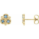 14K Yellow Aquamarine Three-Stone Earrings - Siddiqui Jewelers