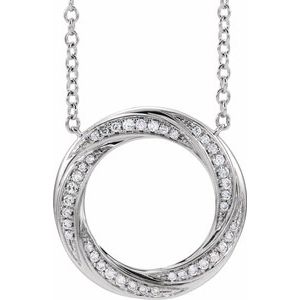 14K White 1/5 CTW Diamond Circle 16-18" Necklace - Siddiqui Jewelers