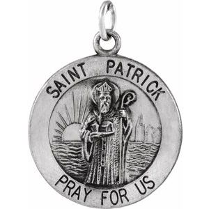 Sterling Silver 18 mm St. Patrick Medal - Siddiqui Jewelers
