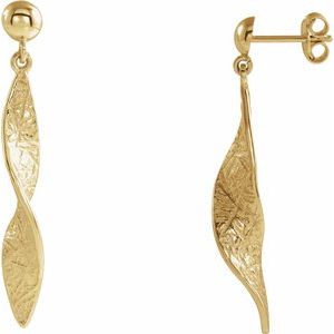 14K Yellow Twisted Dangle Earrings - Siddiqui Jewelers