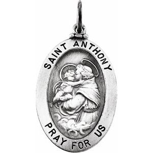 Sterling Silver 19x13.5 mm St. Anthony of Padua Medal - Siddiqui Jewelers