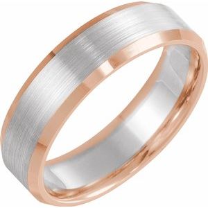 14K Rose/White/Rose 6 mm Beveled-Edge Band with Satin Finish Size 10.5 - Siddiqui Jewelers