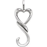 14K White 32.5x12.75 mm Heart Pendant - Siddiqui Jewelers