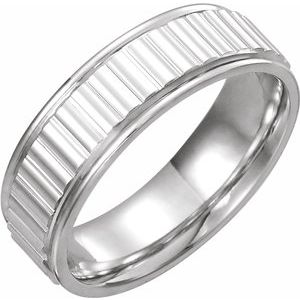 14K White 6 mm Ridged Band Size 10.5 - Siddiqui Jewelers