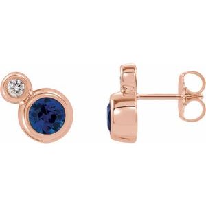 14K Rose Blue Sapphire & .03 CTW Diamond Earrings - Siddiqui Jewelers