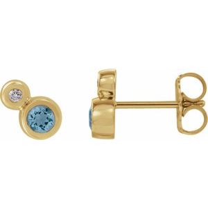 14K Yellow Aquamarine & .03 CTW Diamond Earrings - Siddiqui Jewelers