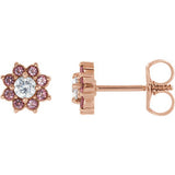 14K Rose Baby Pink Topaz & 1/8 CTW Diamond Earrings - Siddiqui Jewelers