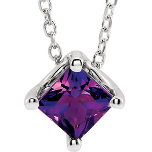 14K White Amethyst Solitaire 16-18" Necklace - Siddiqui Jewelers