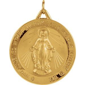 14K Yellow 29 mm Miraculous Medal - Siddiqui Jewelers