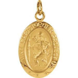 14K Yellow 15x11 mm Oval St. Christopher Medal-Siddiqui Jewelers