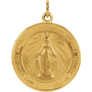 14K Yellow 20 mm Miraculous Medal - Siddiqui Jewelers