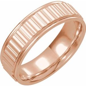 14K Rose 6 mm Ridged Band Size 10 - Siddiqui Jewelers