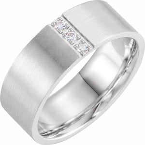 14K White 1/10 CTW Diamond Band with Satin Finish Size 10 - Siddiqui Jewelers