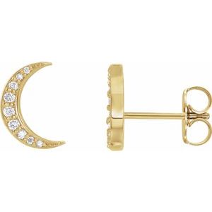 14K Yellow 1/10 CTW Natural Diamond Crescent Moon Earrings Siddiqui Jewelers